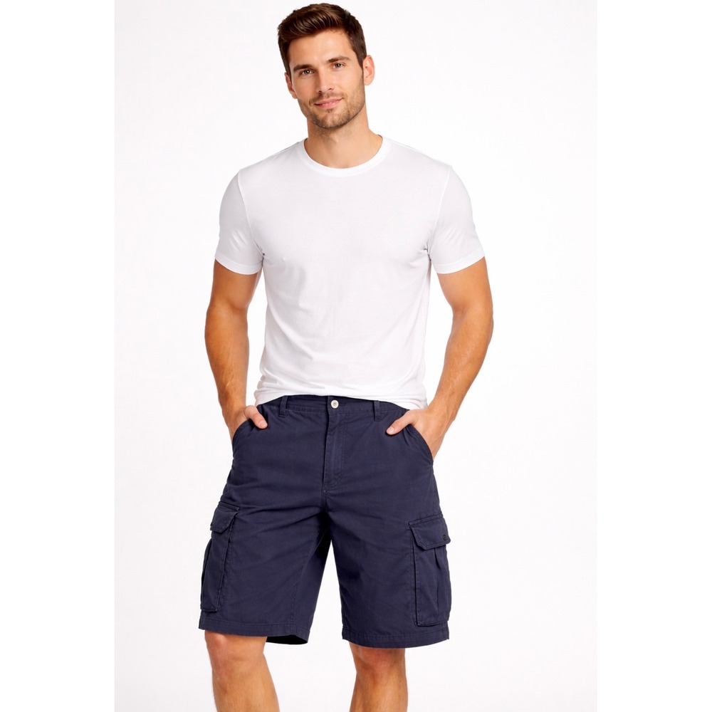 Vintage 90s Faded Glory Originals Mens 36 Cargo Shorts Dark Navy Blue Cotton